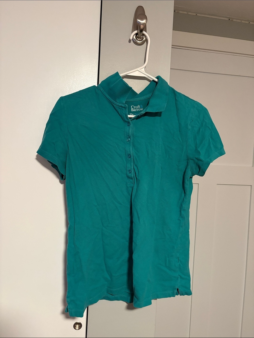 croft & barrow Teal Button-Front Polo Top